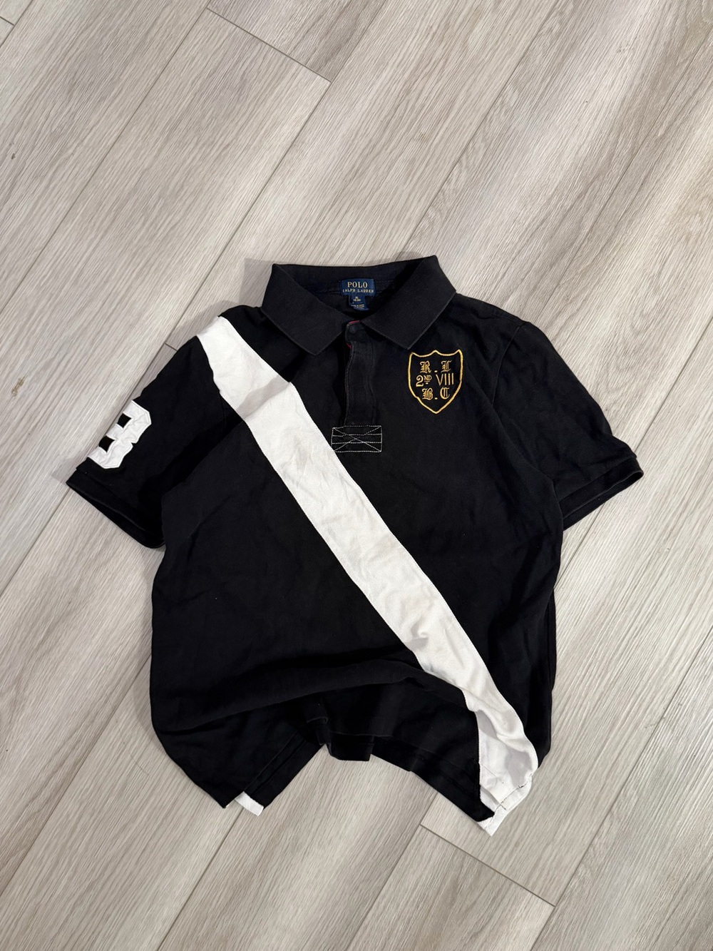 Kids Polo Ralph Lauren black rugby polo shirt
